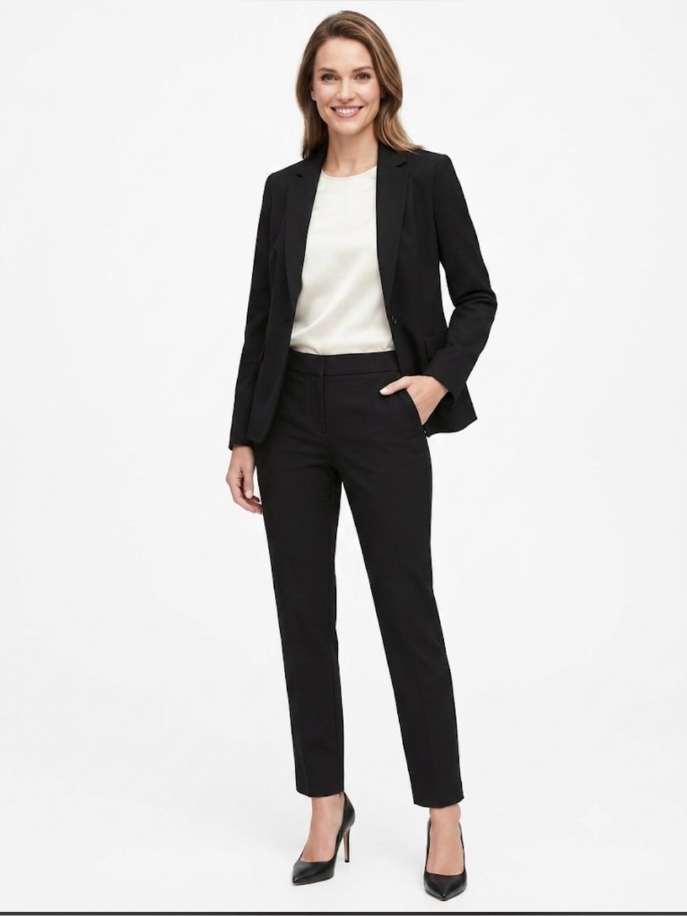 Banana Republic Black Ankle Dress Pants Women’s Size 10 Stretch Career Work